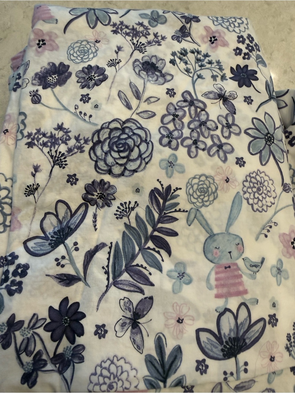 Pottery Barn Kids Twin bed sheets Floral Bunny print
